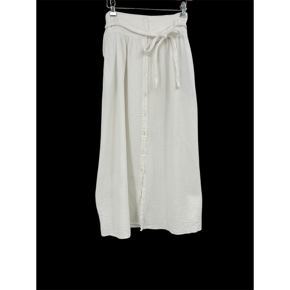 Joie Womens Gauzy Cotton Midi Skirt Size M White Coastal Resort Beachy Preppy